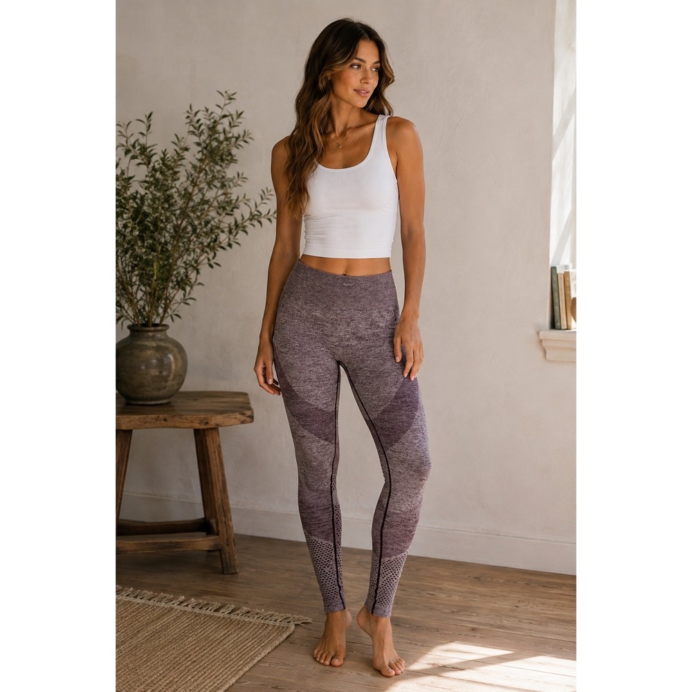 PINK Victorias Secret Leggings Women Medium Purple Marl Seamless Activewear Yoga